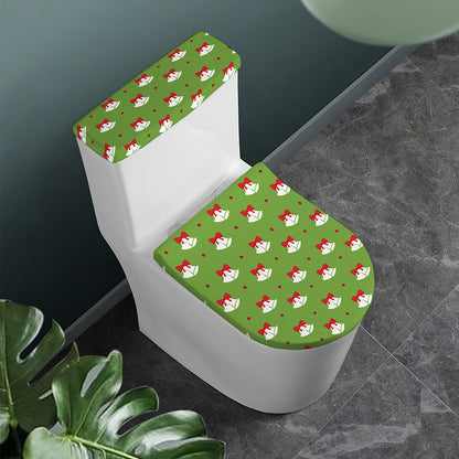 Merry Christmas Bells Pattern Print Toilet Lid And Tank Cover Set