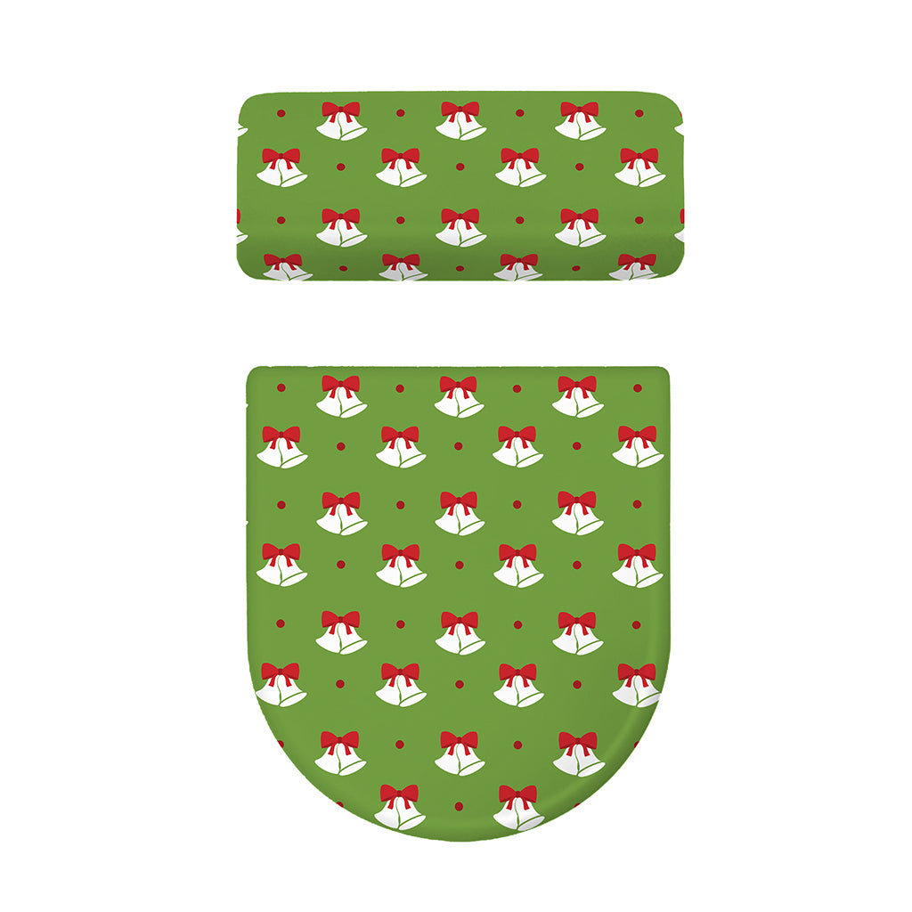 Merry Christmas Bells Pattern Print Toilet Lid And Tank Cover Set