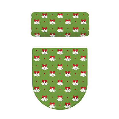 Merry Christmas Bells Pattern Print Toilet Lid And Tank Cover Set