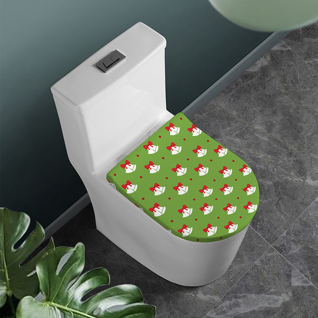 Merry Christmas Bells Pattern Print Toilet Lid Cover