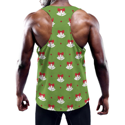 Merry Christmas Bells Pattern Print Training Tank Top