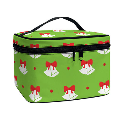 Merry Christmas Bells Pattern Print Travel Makeup Bag