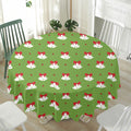 Merry Christmas Bells Pattern Print Waterproof Round Tablecloth