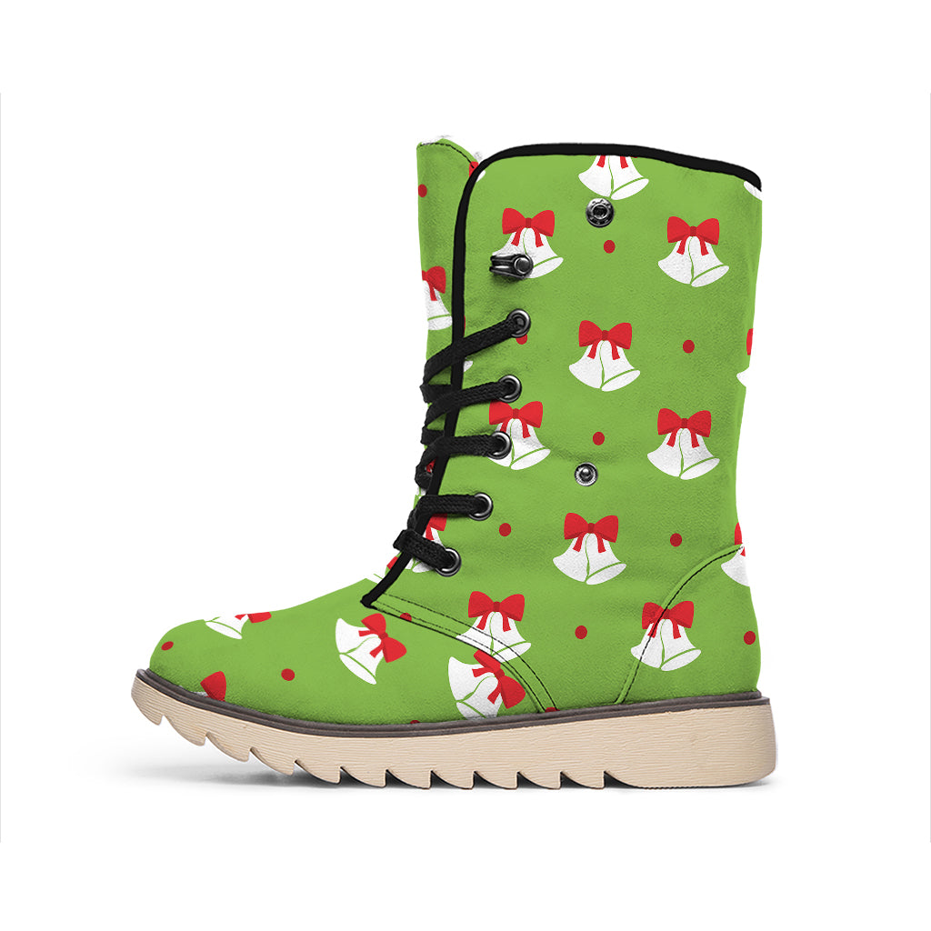 Merry Christmas Bells Pattern Print Winter Boots