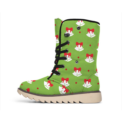 Merry Christmas Bells Pattern Print Winter Boots
