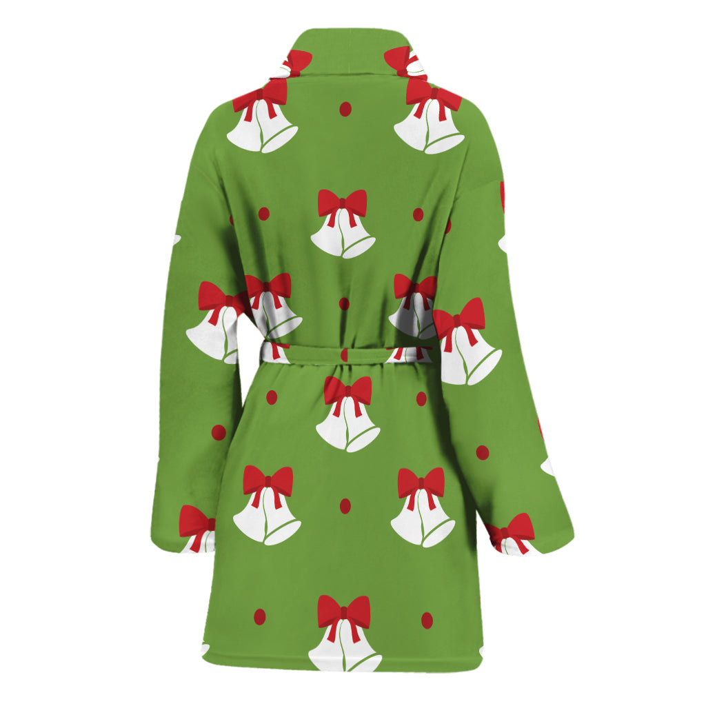 Merry Christmas Bells Pattern Print Women's Bathrobe