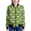 Merry Christmas Bells Pattern Print Women's Bomber Jacket