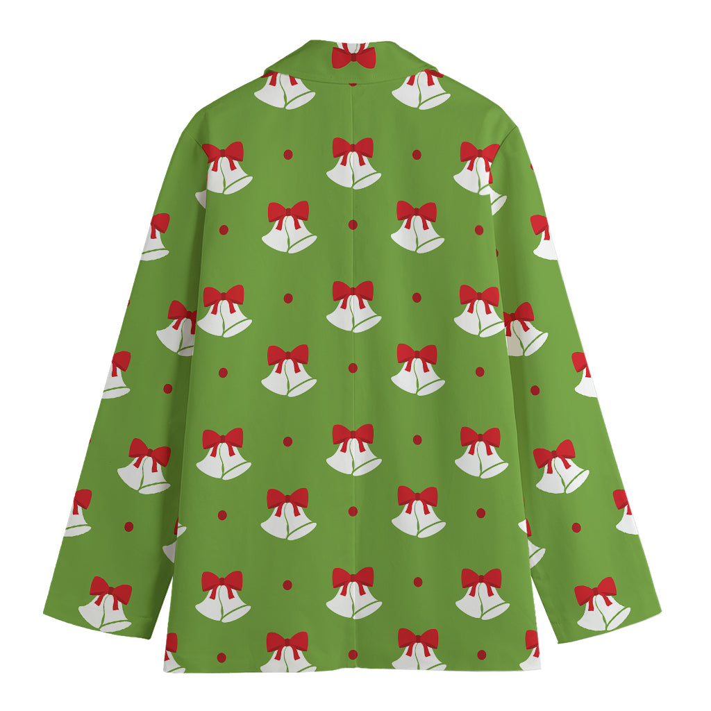 Merry Christmas Bells Pattern Print Women's Cotton Blazer