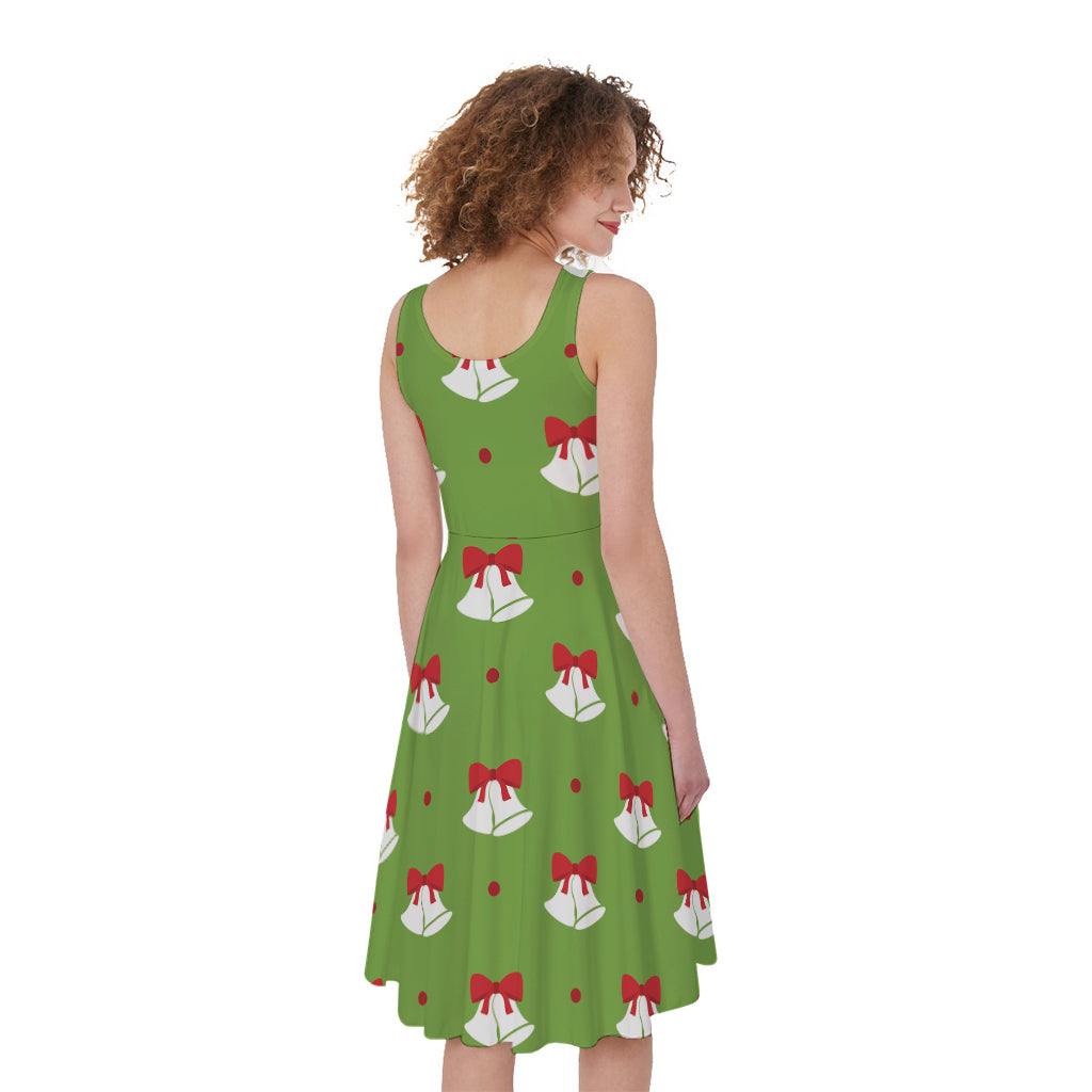 Merry Christmas Bells Pattern Print Women's Sleeveless Dress