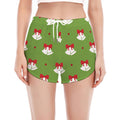 Merry Christmas Bells Pattern Print Women's Split Running Shorts