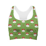 Merry Christmas Bells Pattern Print Women's Sports Bra