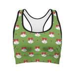 Merry Christmas Bells Pattern Print Women's Sports Bra