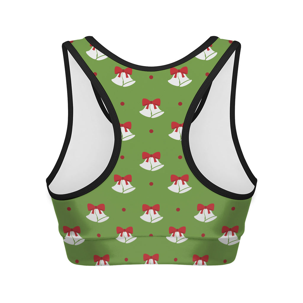 Merry Christmas Bells Pattern Print Women's Sports Bra