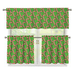 Merry Christmas Candy Cane Pattern Print 3 Piece Kitchen Curtains