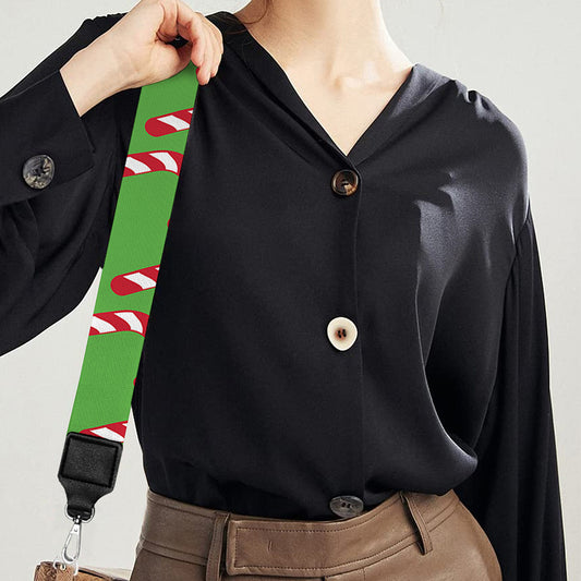 Merry Christmas Candy Cane Pattern Print Bag Strap