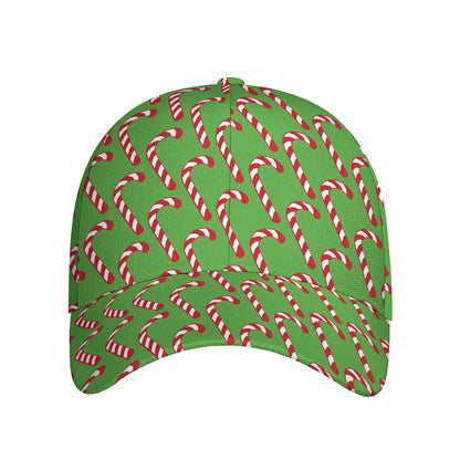 Merry Christmas Candy Cane Pattern Print Baseball Cap