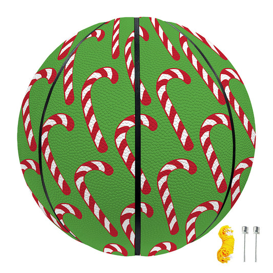 Merry Christmas Candy Cane Pattern Print Basketball