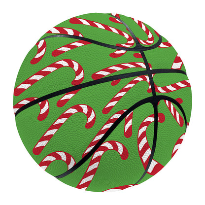 Merry Christmas Candy Cane Pattern Print Basketball