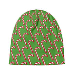 Merry Christmas Candy Cane Pattern Print Beanie