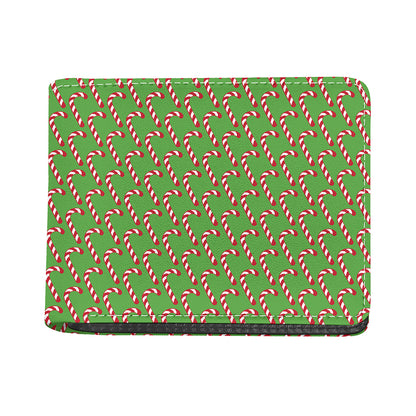 Merry Christmas Candy Cane Pattern Print Bifold Wallet