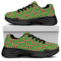 Merry Christmas Candy Cane Pattern Print Black Chunky Shoes