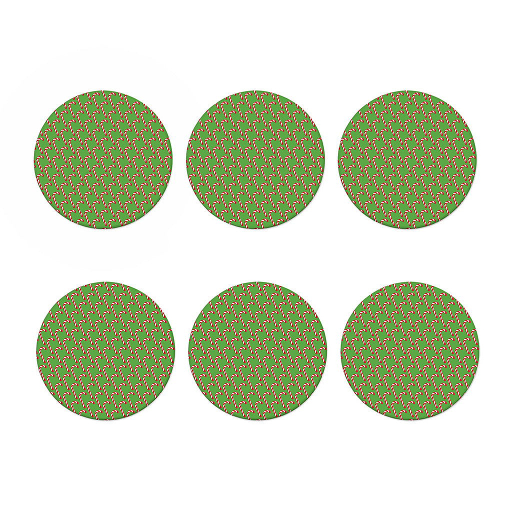 Merry Christmas Candy Cane Pattern Print Coaster Set