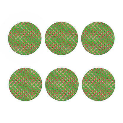 Merry Christmas Candy Cane Pattern Print Coaster Set
