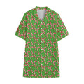 Merry Christmas Candy Cane Pattern Print Cotton Hawaiian Shirt