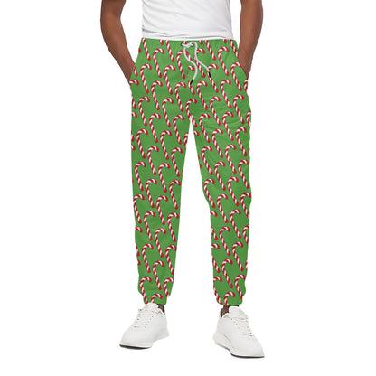Merry Christmas Candy Cane Pattern Print Cotton Pants