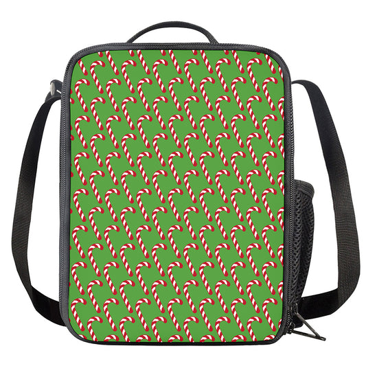 Merry Christmas Candy Cane Pattern Print Crossbody Lunch Bag
