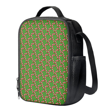 Merry Christmas Candy Cane Pattern Print Crossbody Lunch Bag