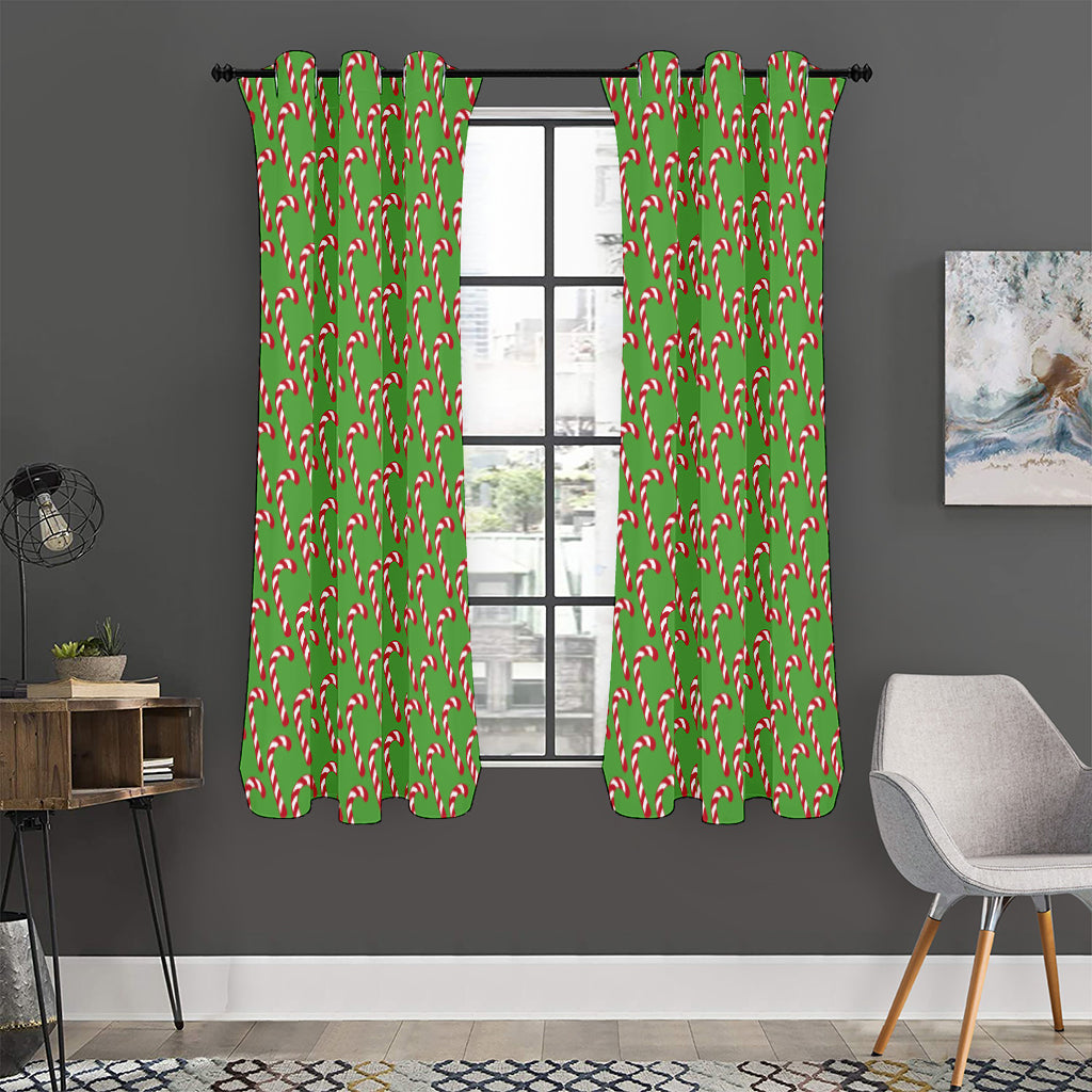 Merry Christmas Candy Cane Pattern Print Curtain
