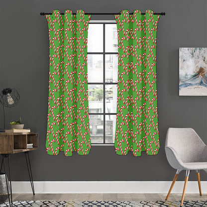Merry Christmas Candy Cane Pattern Print Curtain