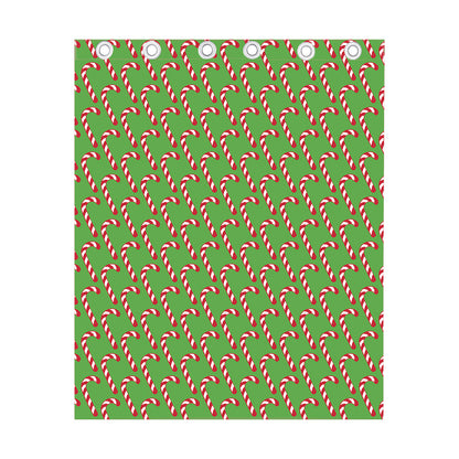Merry Christmas Candy Cane Pattern Print Curtain