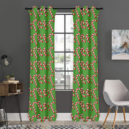 Merry Christmas Candy Cane Pattern Print Curtain