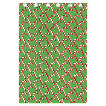 Merry Christmas Candy Cane Pattern Print Curtain