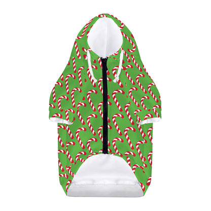 Merry Christmas Candy Cane Pattern Print Dog Zip Up Hoodie