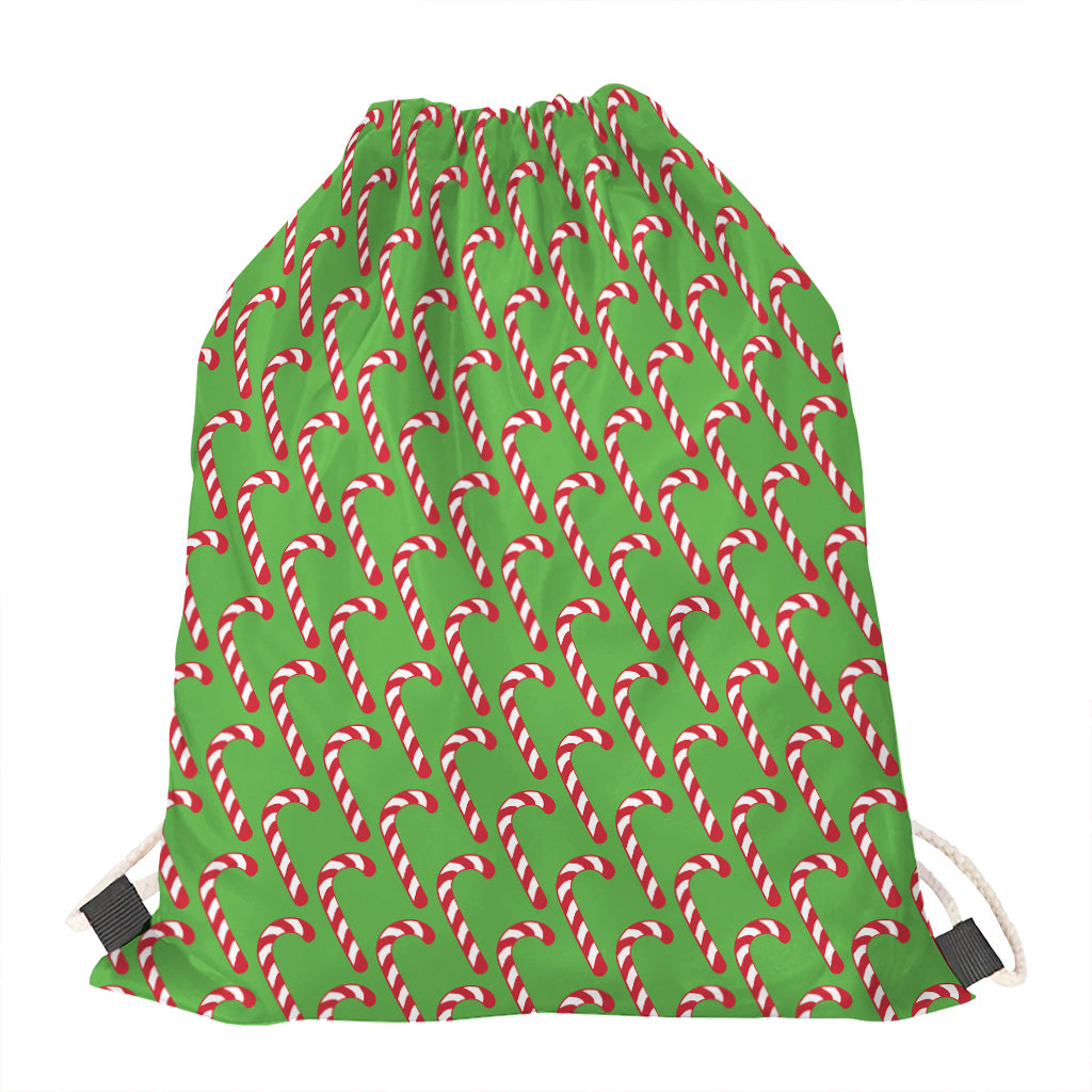 Merry Christmas Candy Cane Pattern Print Drawstring Bag