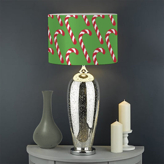 Merry Christmas Candy Cane Pattern Print Drum Lamp Shade