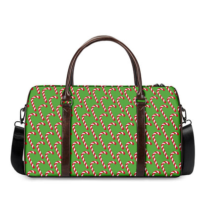 Merry Christmas Candy Cane Pattern Print Duffle Bag