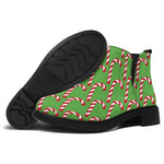 Merry Christmas Candy Cane Pattern Print Flat Ankle Boots