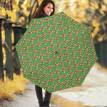 Merry Christmas Candy Cane Pattern Print Foldable Umbrella