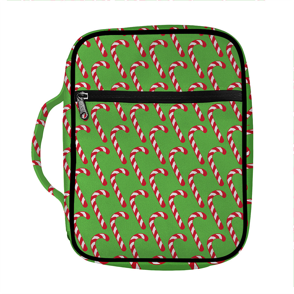 Merry Christmas Candy Cane Pattern Print Front Pocket Bible Bag