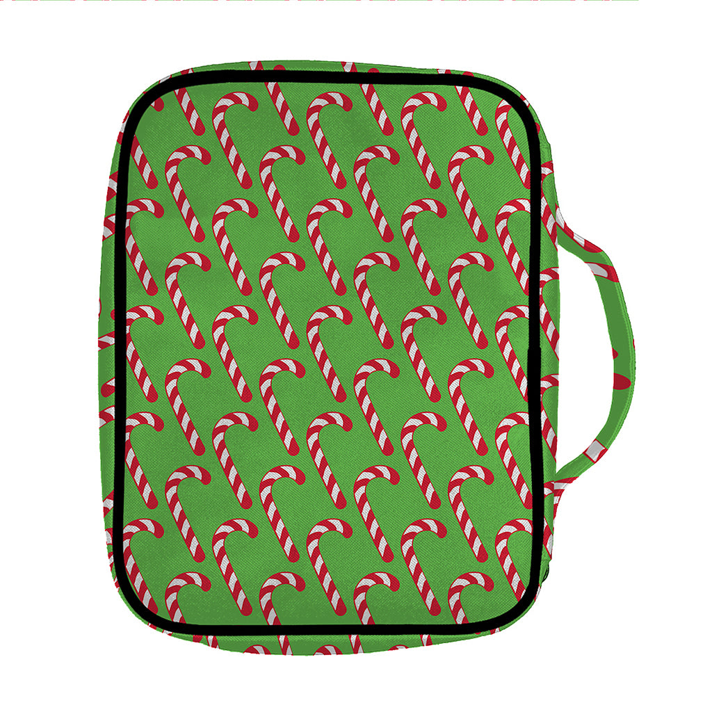 Merry Christmas Candy Cane Pattern Print Front Pocket Bible Bag