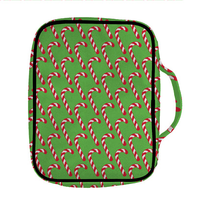 Merry Christmas Candy Cane Pattern Print Front Pocket Bible Bag