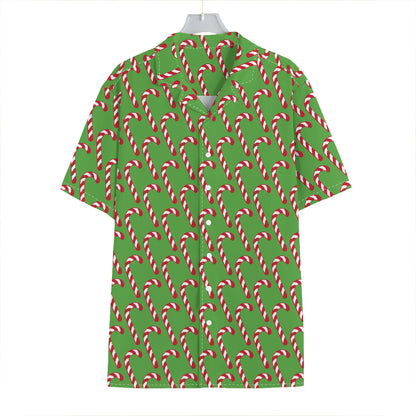 Merry Christmas Candy Cane Pattern Print Hawaiian Shirt