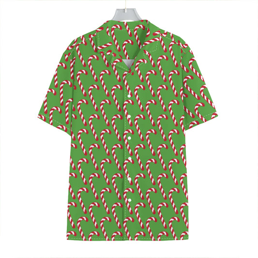 Merry Christmas Candy Cane Pattern Print Hawaiian Shirt
