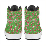 Merry Christmas Candy Cane Pattern Print High Top Leather Sneakers