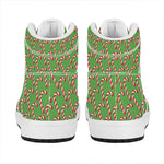 Merry Christmas Candy Cane Pattern Print High Top Leather Sneakers