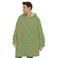 Merry Christmas Candy Cane Pattern Print Hoodie Blanket